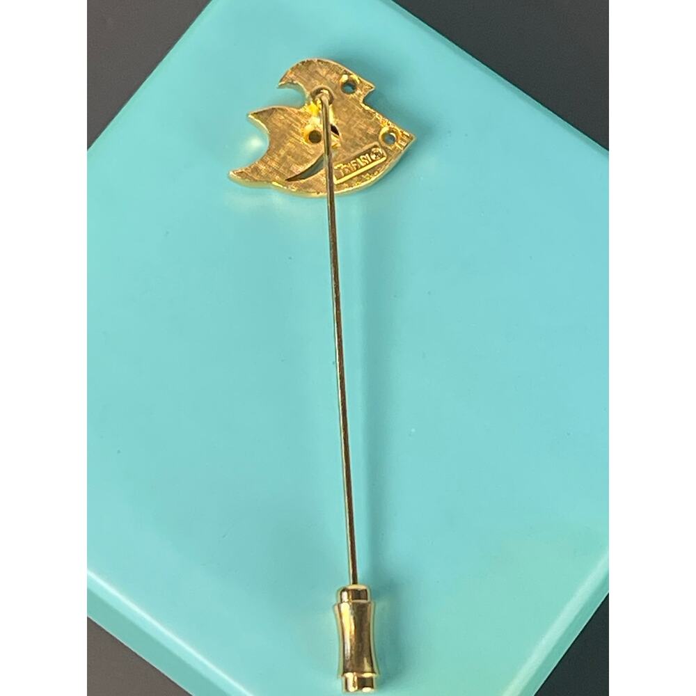 Vintage Trifari School of Fish Stick Pin/Hatpin-Gold Tone - Picture 2 of 5